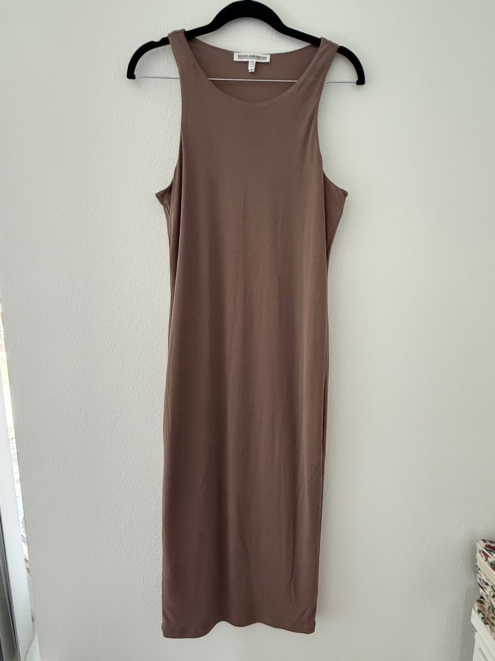 Good American Taupe Sleeveless Maxi Dress